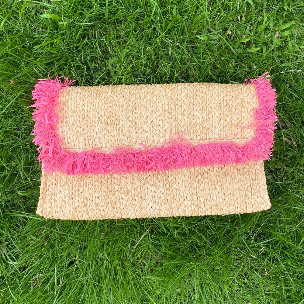 Raffia Straw Clutch/Crossbody Purse